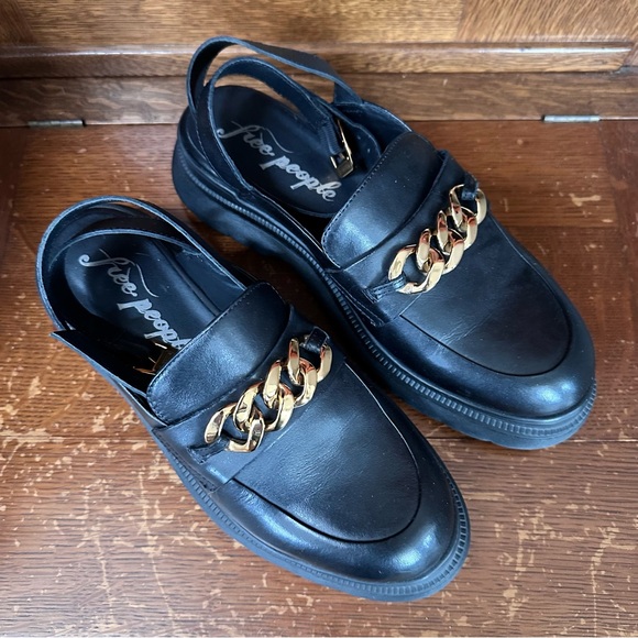 Free People Mila Chain Black Loafers - Picture 3 of 9